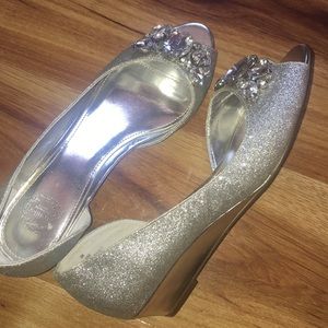 Silver glitter rhinestone shoes